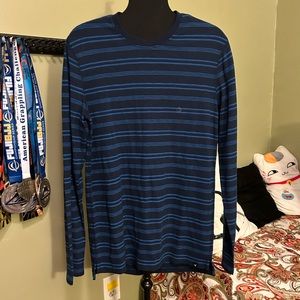 Tall Dark Blue Striped Tall Active Ware Long Sleeve Shirt